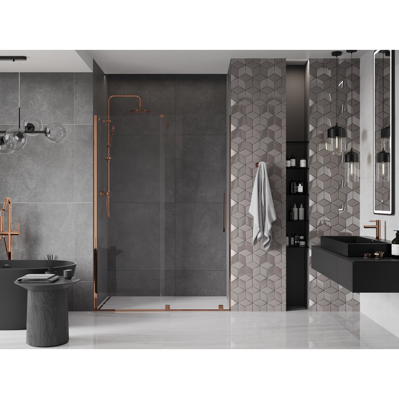 Mexen Velar Schiebetüren 160 cm, transparent, Roségold - 871-160-000-01-60