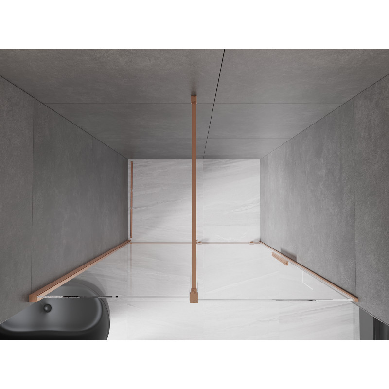 Mexen Velar Schiebeduschtür 150 cm, transparent, gebürstetes Kupfer - 871-150-000-01-65
