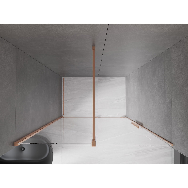 Mexen Velar Schiebetüren 150 cm, transparent, gebürstetes Kupfer - 871-150-000-01-65