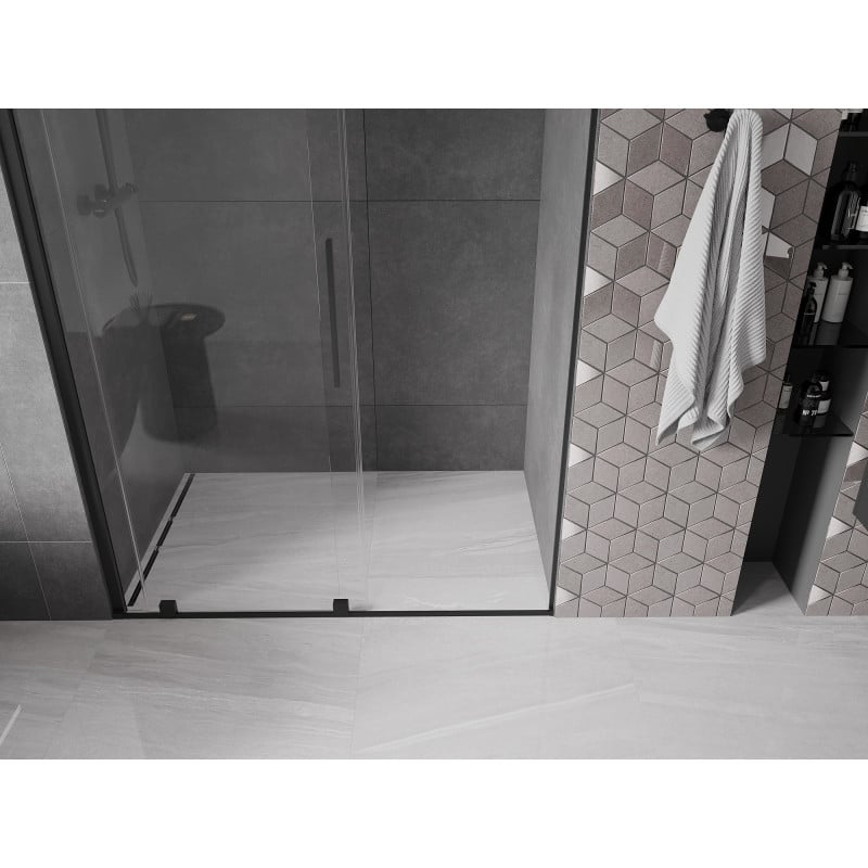 Mexen Velar Schiebetür für Dusche 130 cm, transparent, schwarz - 871-130-000-01-70