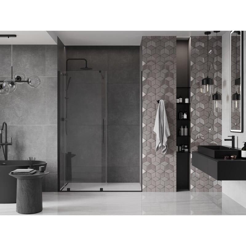Mexen Velar Schiebetür für Dusche 130 cm, transparent, schwarz - 871-130-000-01-70