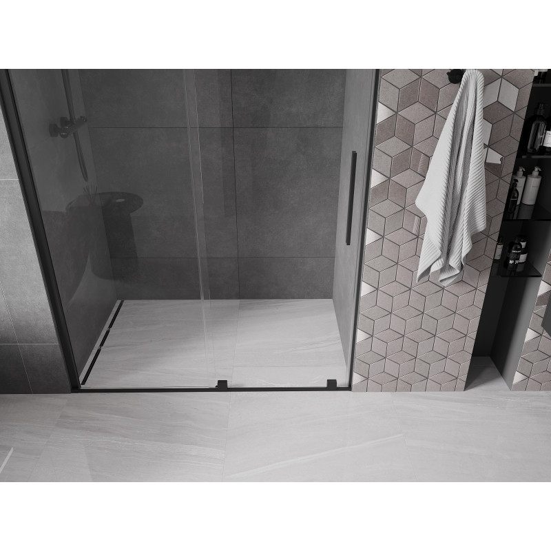 Mexen Velar Schiebeduschtür 160 cm, transparent, schwarz - 871-160-000-01-70