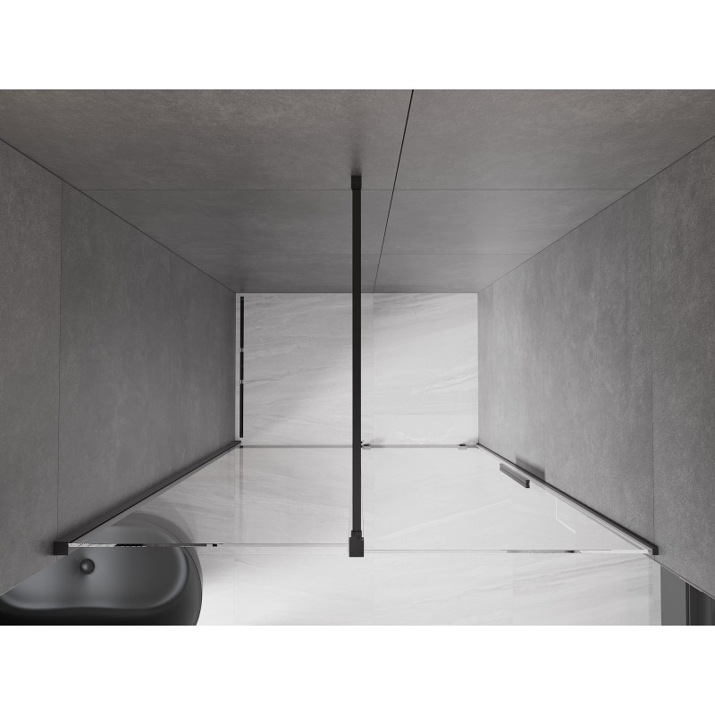 Mexen Velar Schiebeduschtür 160 cm, transparent, schwarz - 871-160-000-01-70