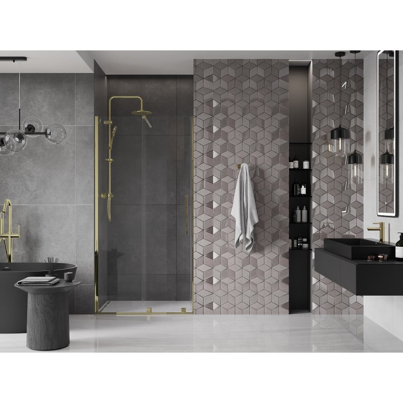 Mexen Velar Schiebetür-Duschabtrennung 110 cm, transparent, golden - 871-110-000-01-50