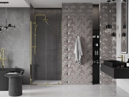 Mexen Velar Dusche Schiebetüren 120 cm, transparent, gold - 871-120-000-01-50