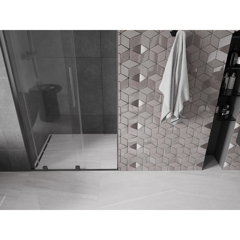 Mexen Velar Schiebetür Dusche 100 cm, transparent, gebürstet Gun Grau - 871-100-000-01-66