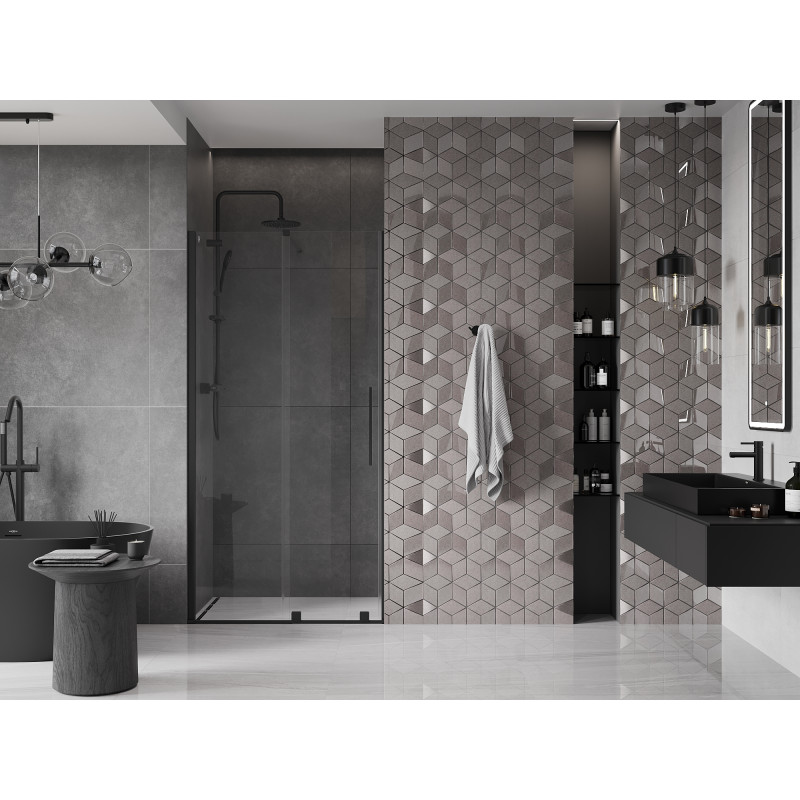 Mexen Velar Schiebetüren für Dusche 90 cm, transparent, schwarz - 871-090-000-01-70