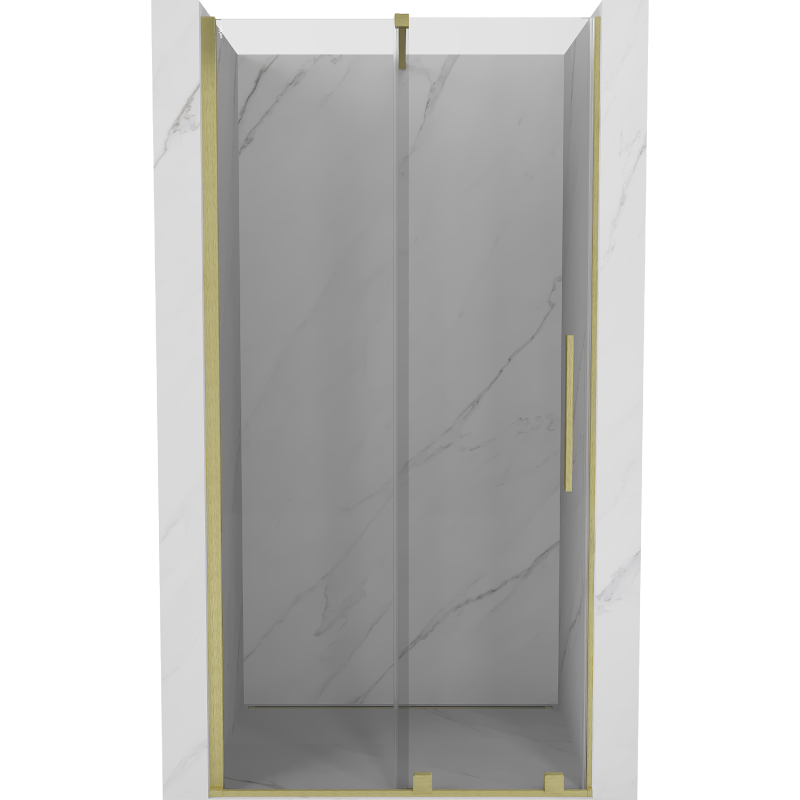 Mexen Velar Duschschiebetür 90 cm, transparent, gebürstetes Gold - 871-090-000-01-55