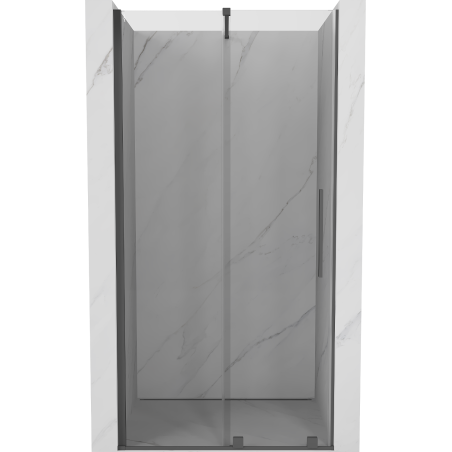 Mexen Velar Schiebetür Dusche 100 cm, transparent, gebürstet Gun Grau - 871-100-000-01-66