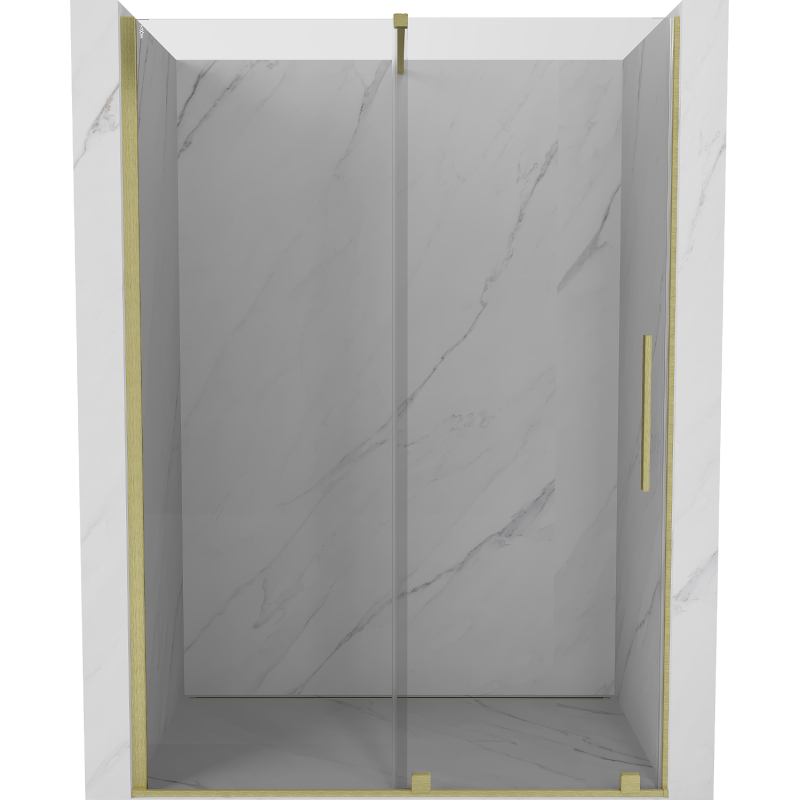 Mexen Velar Schiebeduschtür 130 cm, transparent, gold gebürstet - 871-130-000-01-55
