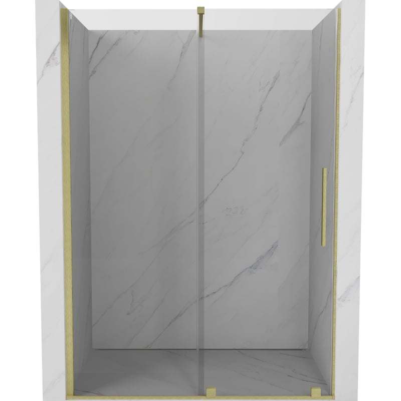 Mexen Velar Schiebeduschtür 140 cm, transparent, gebürstetes Gold - 871-140-000-01-55