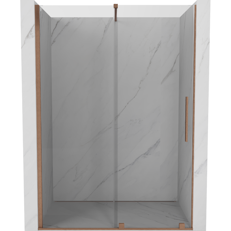 Mexen Velar Schiebetür für Dusche 130 cm, transparent, gebürstetes Kupfer - 871-130-000-01-65