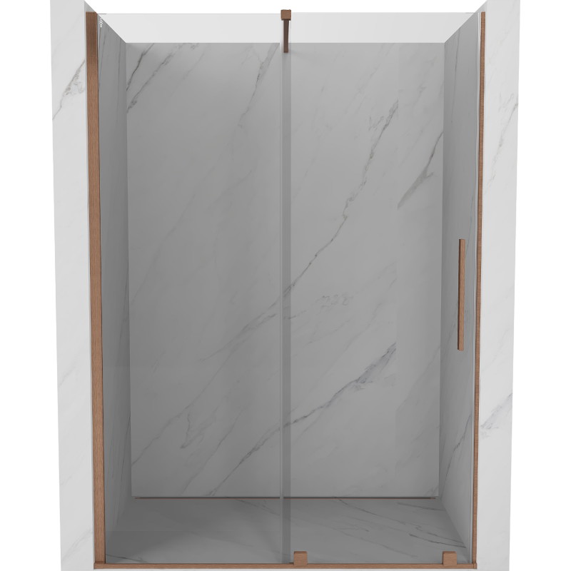 Mexen Velar Schiebetüren 150 cm, transparent, gebürstetes Kupfer - 871-150-000-01-65