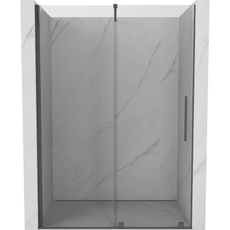 Mexen Velar Schiebeduschtür 130 cm, transparent, gebürstetes Gun Gray - 871-130-000-01-66