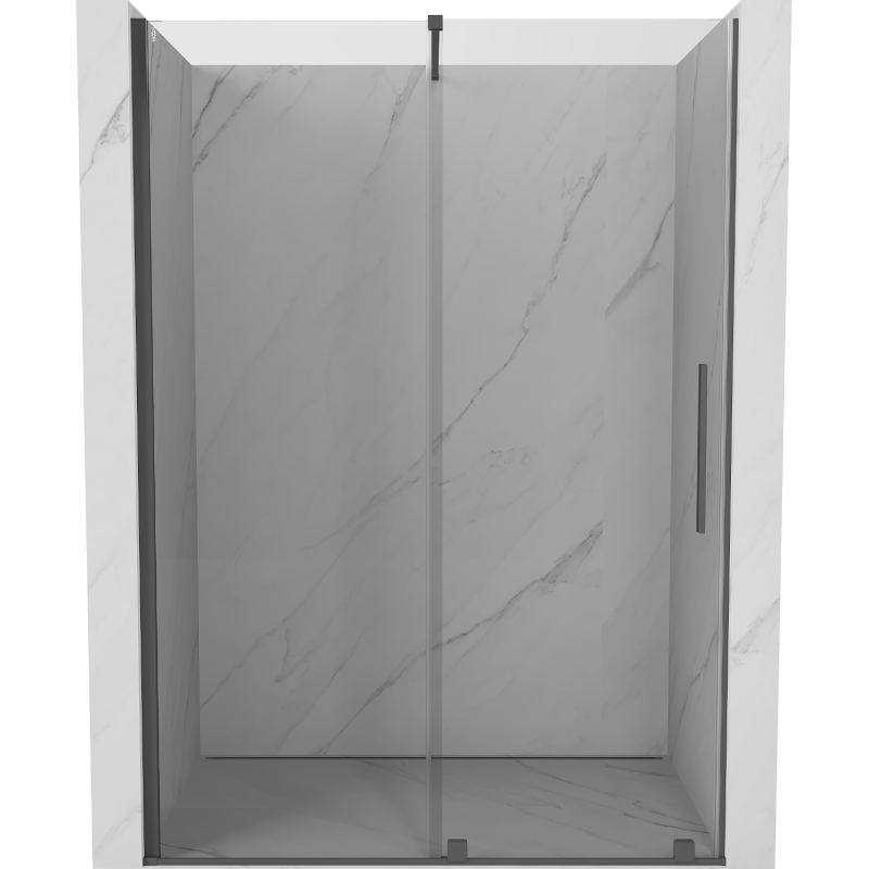 Mexen Velar Schiebeduschtür 150 cm, transparent, gebürstetes Gun Gray - 871-150-000-01-66