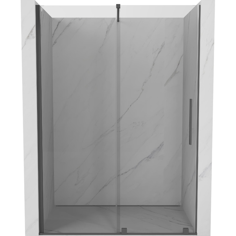 Mexen Velar schiebetüren für die dusche 160 cm, transparent, gebürstetes graffiti grau - 871-160-000-01-66