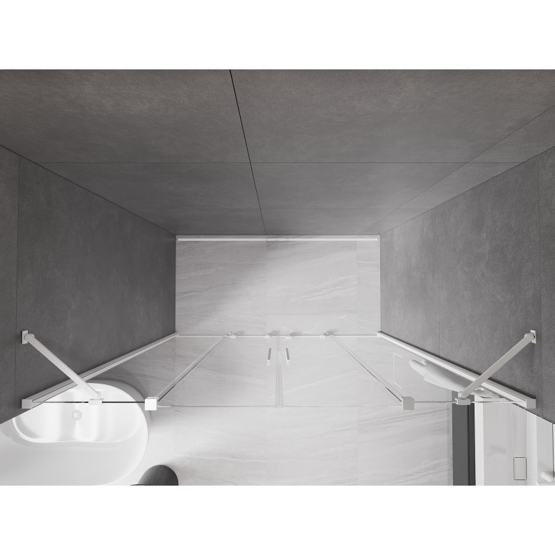 Mexen Velar Duo-Schiebetüren für Dusche 180 cm, transparent, weiß - 871-180-000-02-20