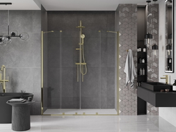 Mexen Velar Duo Schiebeduschtüren 170 cm, transparent, gold - 871-170-000-02-50