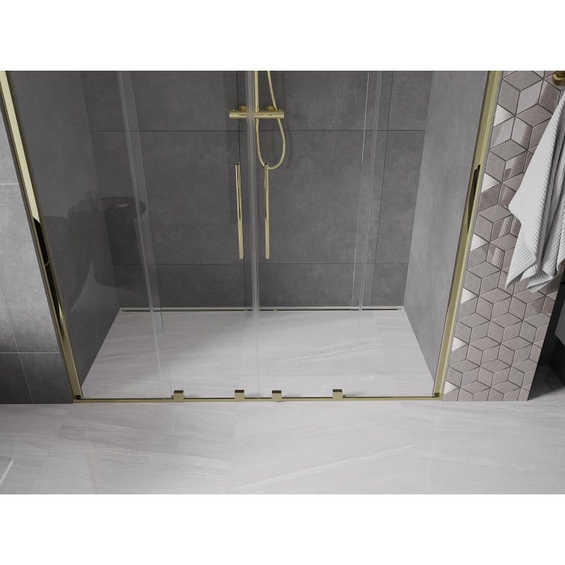 Mexen Velar Duo Schiebetür 180 cm, transparent, gold - 871-180-000-02-50