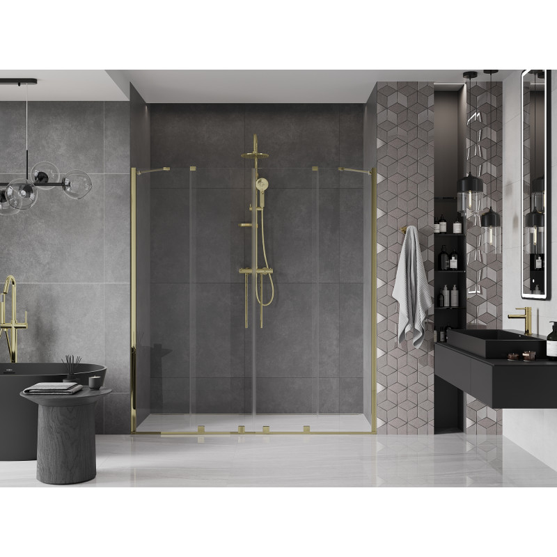 Mexen Velar Duo Schiebetür 180 cm, transparent, gold - 871-180-000-02-50