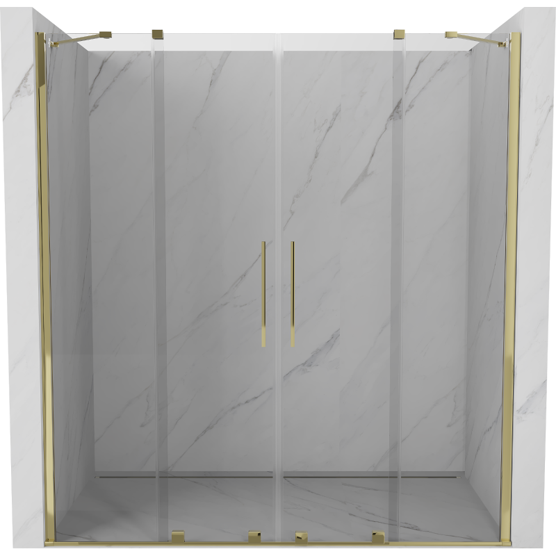 Mexen Velar Duo Schiebetür Duschwand 200 cm, transparent, gold - 871-200-000-02-50