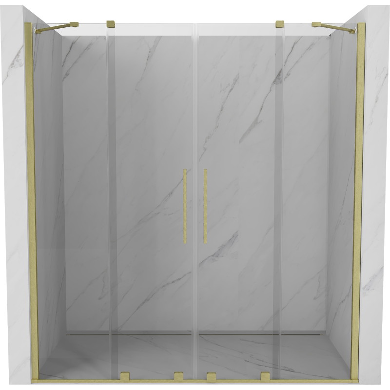 Mexen Velar Duo Duschschiebetüren 180 cm, transparent, gebürstetes Gold - 871-180-000-02-55