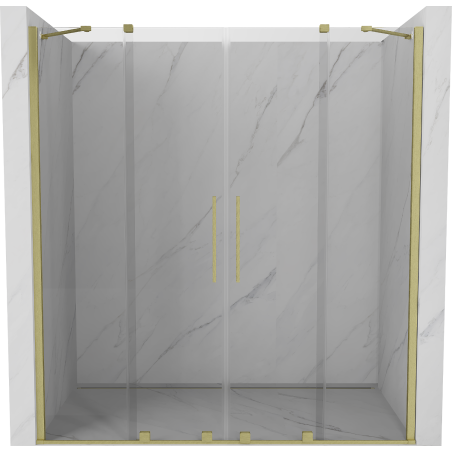 Mexen Velar Duo Schiebeduschtür 180 cm, transparent, gebürstetes Gold - 871-180-000-02-55