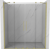 Mexen Velar Duo Schiebeduschtür 180 cm, transparent, gebürstetes Gold - 871-180-000-02-55