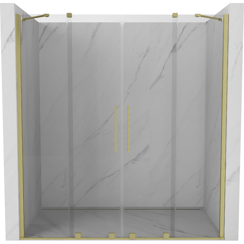 Mexen Velar Duo Schiebetür 200 cm, transparent, gebürstetes Gold - 871-200-000-02-55