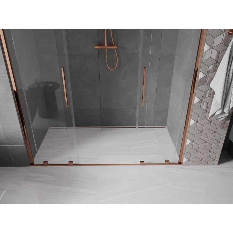 Mexen Velar Duo Schiebetür-Duschwand 170 cm, transparent, Roségold - 871-170-000-02-60