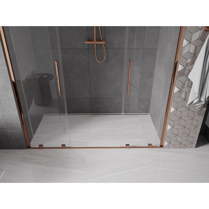 Mexen Velar Duo Schiebetür für die Dusche 180 cm, transparent, Roségold - 871-180-000-02-60
