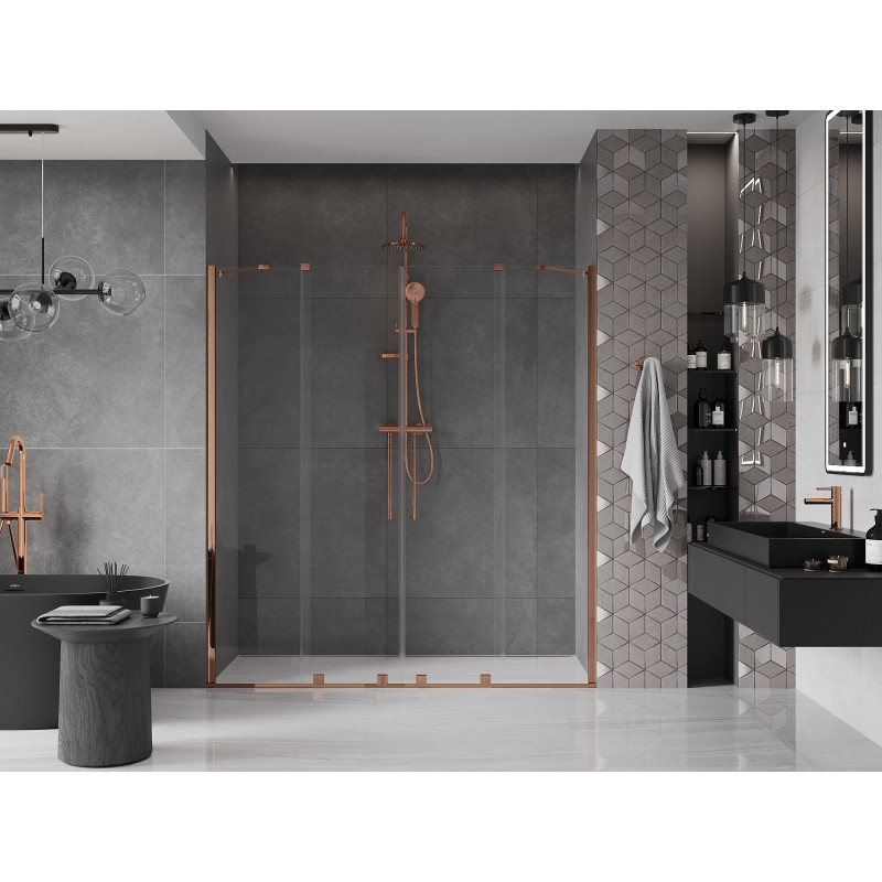 Mexen Velar Duo Schiebetür für die Dusche 180 cm, transparent, Roségold - 871-180-000-02-60