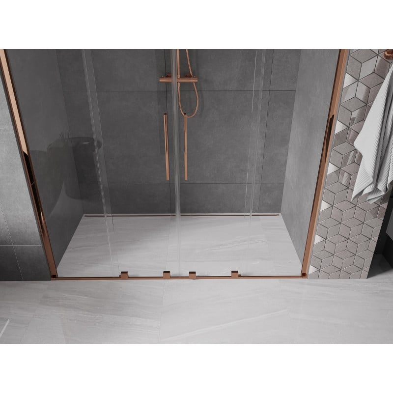 Mexen Velar Duo Schiebetür Duschwand 200 cm, transparent, Roségold - 871-200-000-02-60
