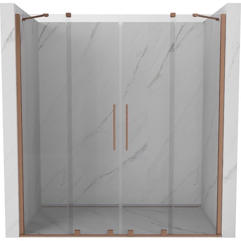 Mexen Velar Duo Duschschiebetüren 180 cm, transparent, gebürstetes Kupfer - 871-180-000-02-65