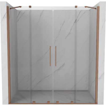 Mexen Velar Duo Schiebetür 180 cm, transparent, gebürstetes Kupfer - 871-180-000-02-65