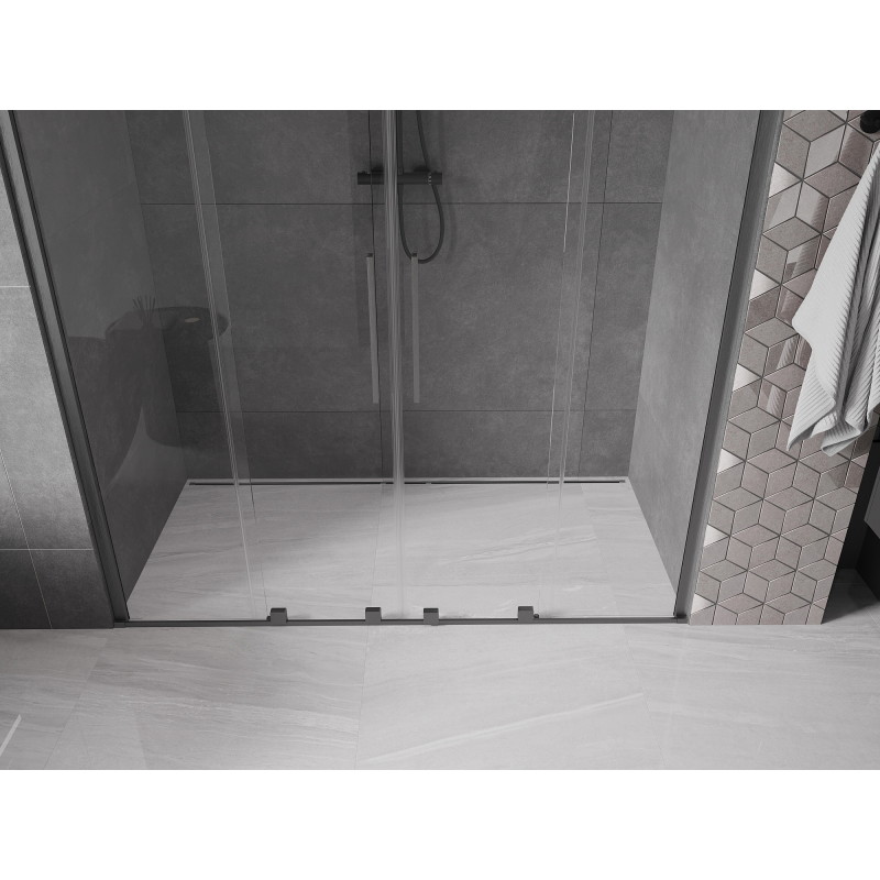 Mexen Velar Duo Schiebetüren Dusche 170 cm, transparent, gebürstetes Gun Gray - 871-170-000-02-66