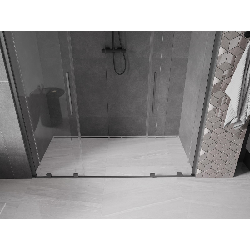 Mexen Velar Duo Schiebetüren Dusche 170 cm, transparent, gebürstetes Gun Gray - 871-170-000-02-66