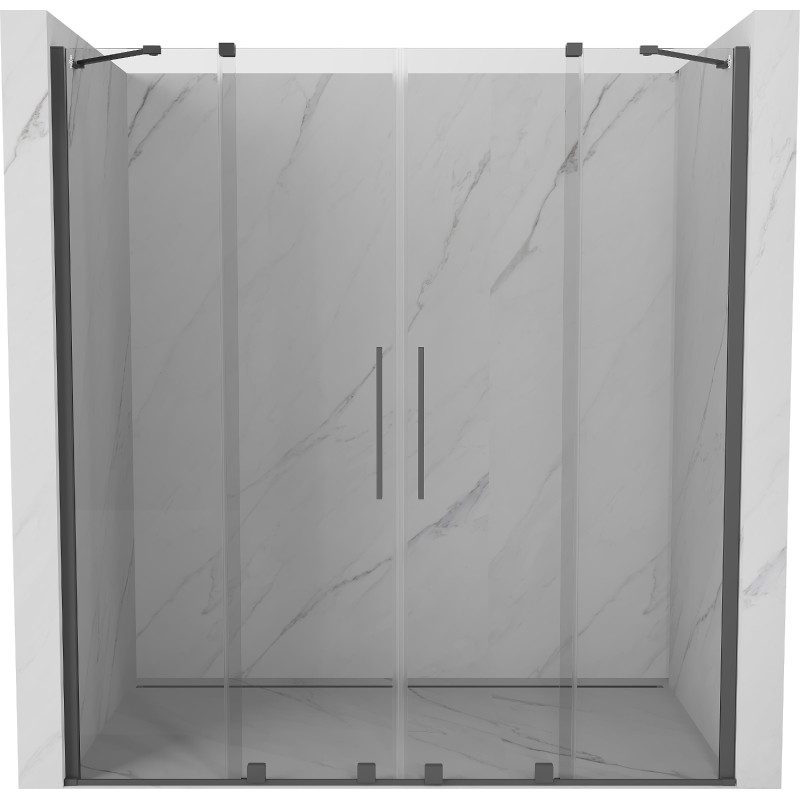 Mexen Velar Duo Duschschiebetüren 180 cm, transparent, gun gray gebürstet - 871-180-000-02-66