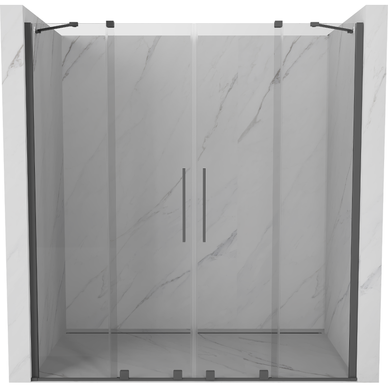 Mexen Velar Duo Schiebetür für Dusche 180 cm, transparent, gebürstetes Gun Gray - 871-180-000-02-66