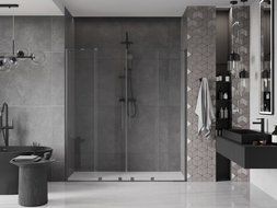 Mexen Velar Duo Schiebetür für Dusche 180 cm, transparent, gebürstetes Gun Gray - 871-180-000-02-66