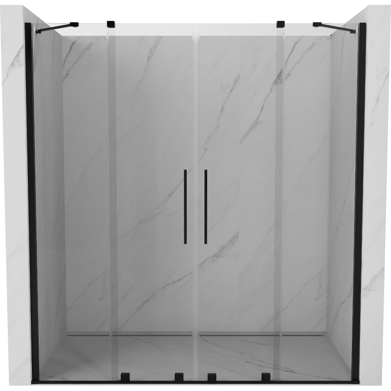 Mexen Velar Duo Schiebetür Dusche 170 cm, transparent, schwarz - 871-170-000-02-70