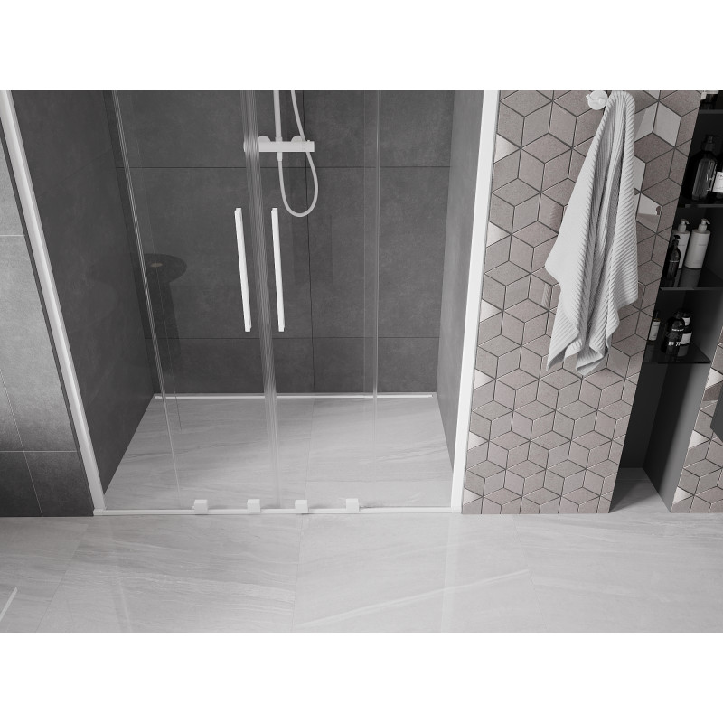 Mexen Velar Duo Schiebetür Dusche 140 cm, transparent, weiß - 871-140-000-02-20