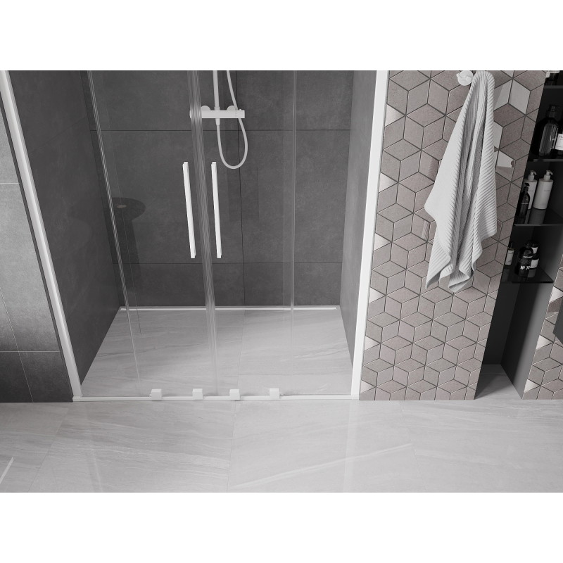 Mexen Velar Duo Schiebetüren für Dusche 140 cm, transparent, weiß - 871-140-000-02-20