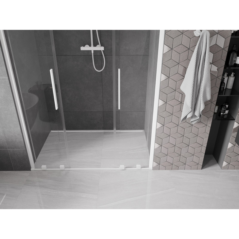 Mexen Velar Duo Schiebetür Dusche 140 cm, transparent, weiß - 871-140-000-02-20