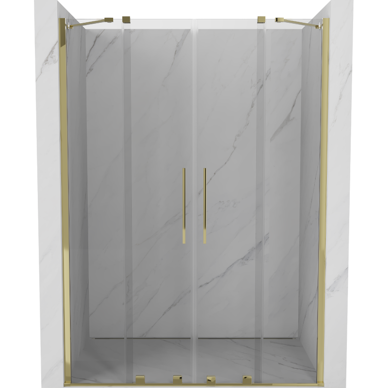 Mexen Velar Duo Schiebetür Dusche 140 cm, transparent, gold - 871-140-000-02-50