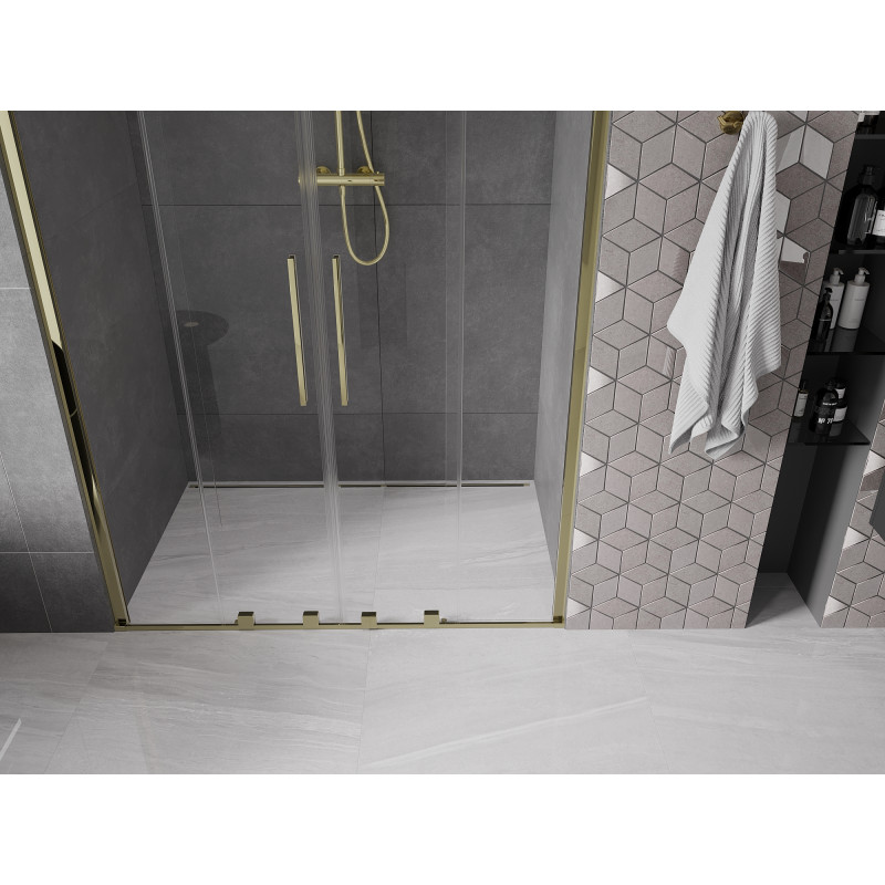 Mexen Velar Duo Schiebetür Dusche 140 cm, transparent, gold - 871-140-000-02-50