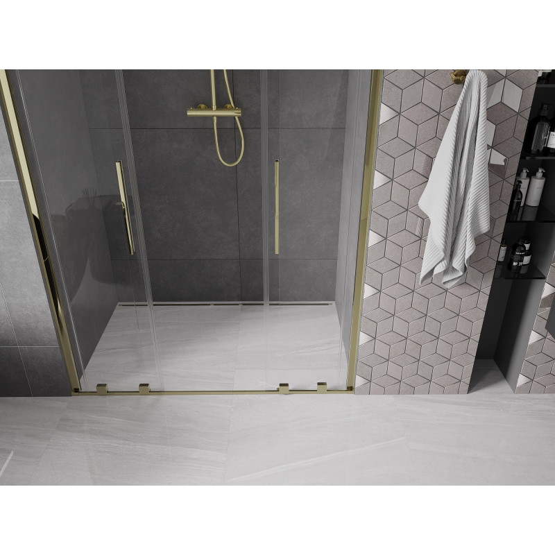 Mexen Velar Duo-Duschschiebetüren 140 cm, transparent, gold - 871-140-000-02-50