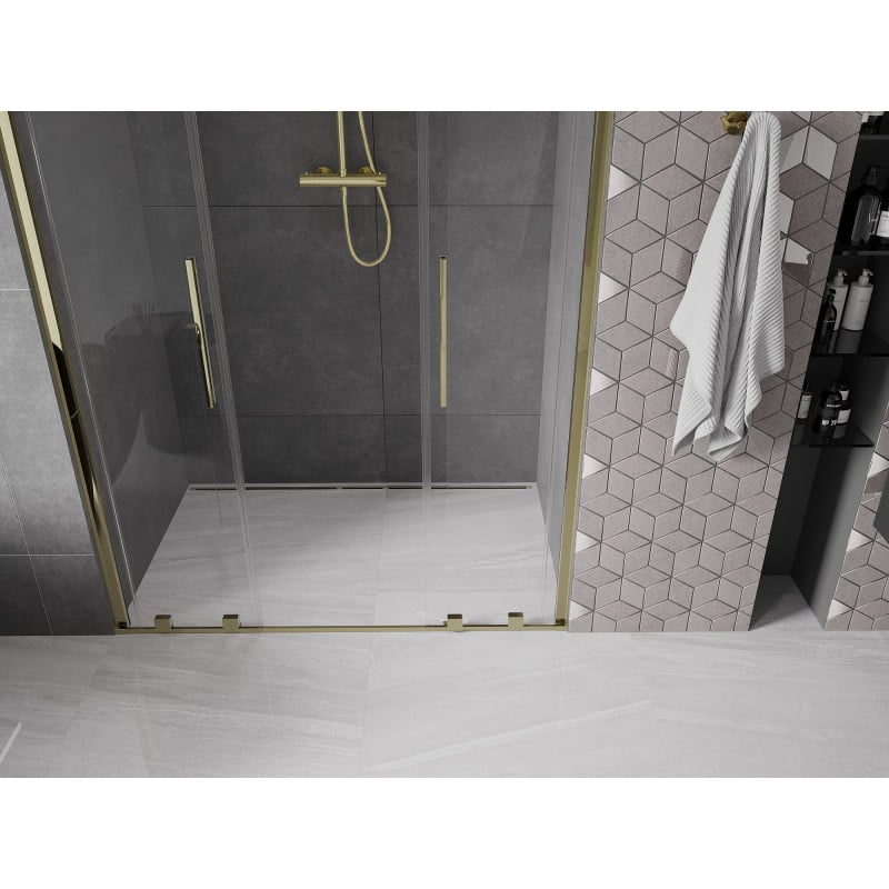 Mexen Velar Duo Schiebeduschentüren 150 cm, transparent, gold - 871-150-000-02-50