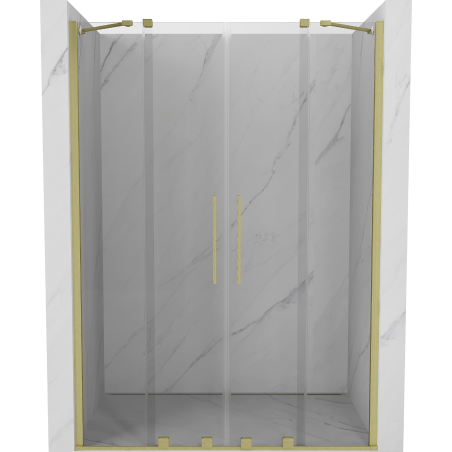 Mexen Velar Duo Schiebetür 140 cm, transparent, gebürstet gold - 871-140-000-02-55