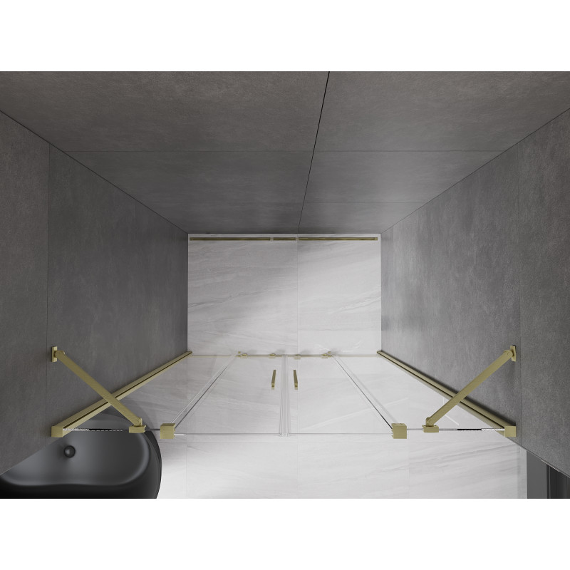 Mexen Velar Duo Schiebeduschtür 150 cm, transparent, gebürstetes Gold - 871-150-000-02-55